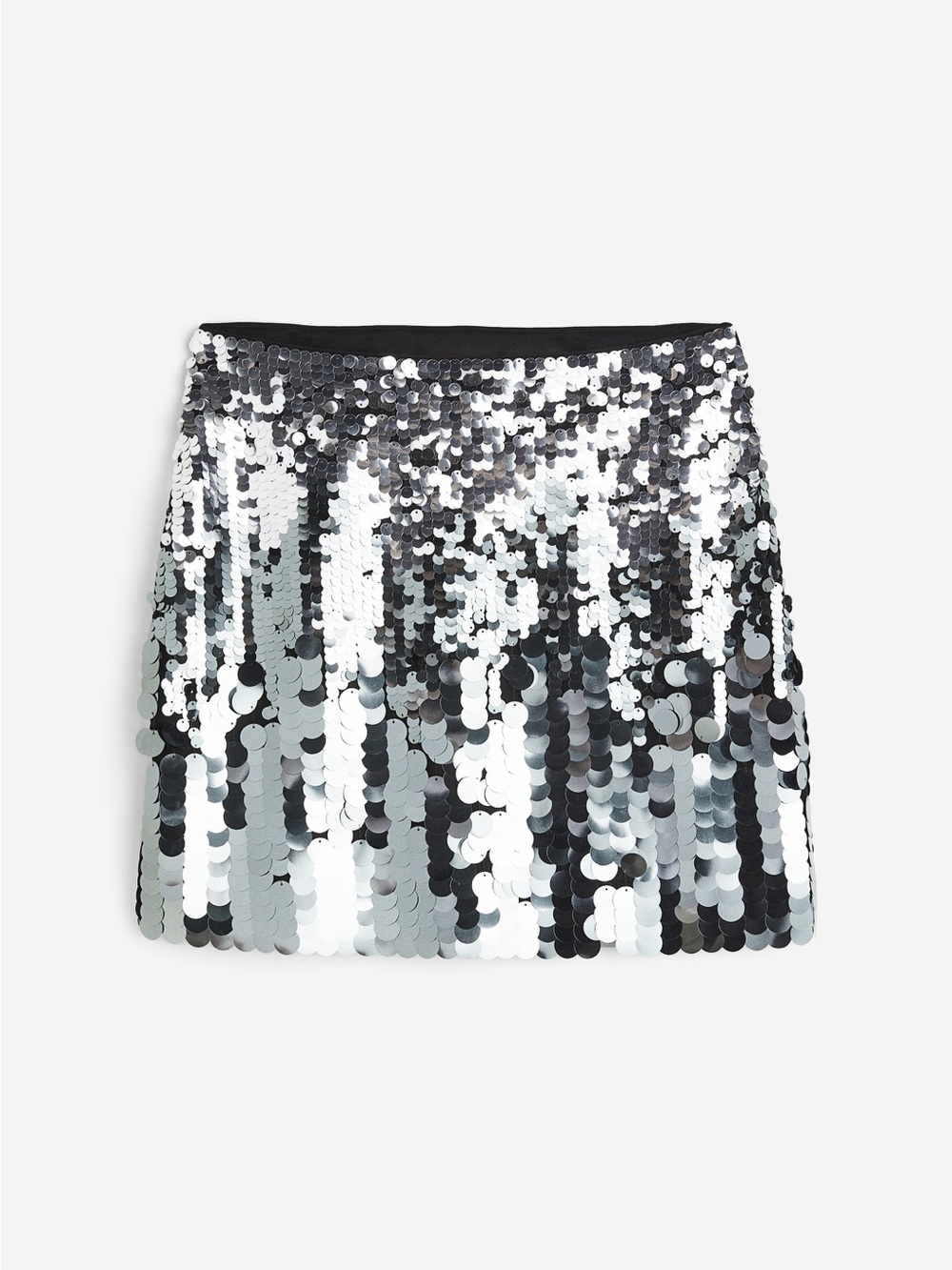 H&M Black and Silver Sequin Mini Skirt